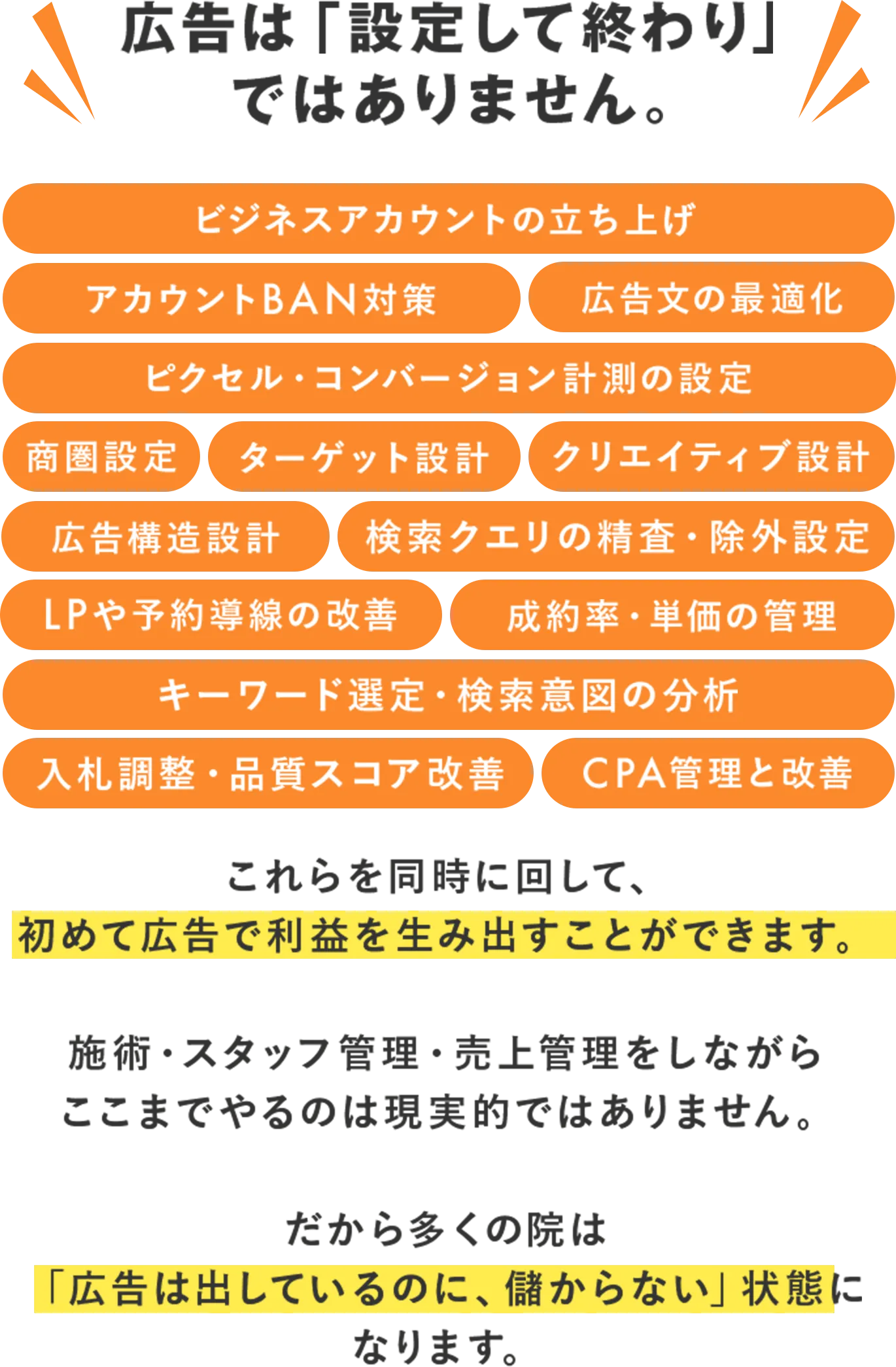 広告は「設定して終わり」ではありません。